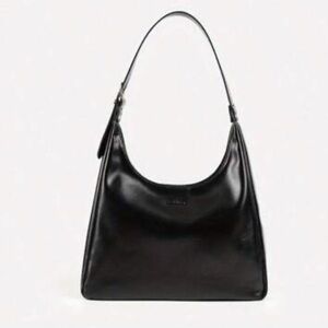 Elegant Black Faux Leather Shoulder Bag